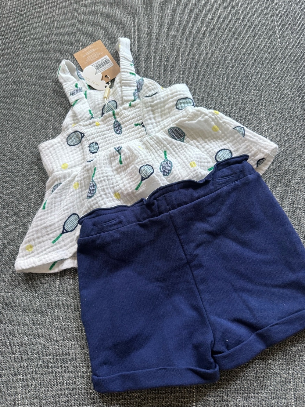Angel Dear - Peplum Tank With Smocking Muslin And Paperback Short French Terry